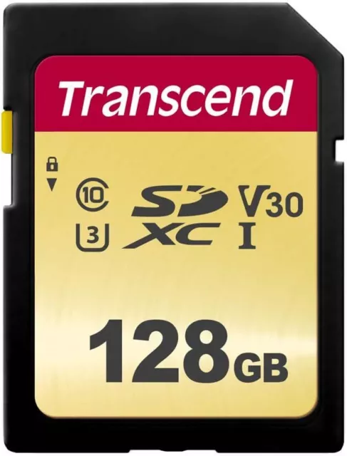 Transcend TS128GSDC500S Scheda di Memoria SDXC da 128 GB, Imballaggio Apertura F