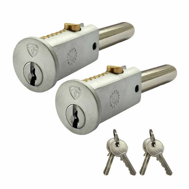 PAIR OF ROLLER Shutter Bullet Locks - Round Face Security Pin Lock (Key ...