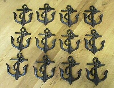 12 Cast Iron Anchor Black Coat Hooks Nautical Boat Coat Hat Hook Anchors Hook