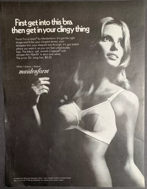 Vintage 1970 Maidenform Bra Print Ad