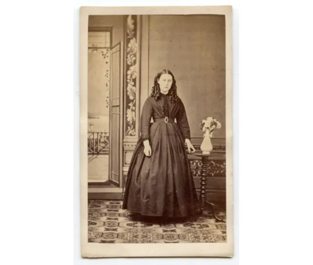 Civil War Era Lady By Open Door Possibly Lancaster, Pa, Antique Cdv