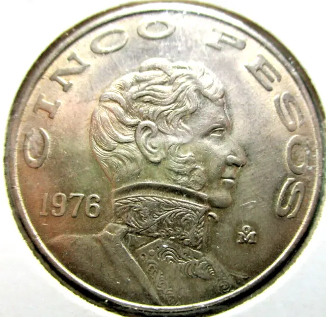 1976  Mexico 5 Pesos - Small Date -  # 27/1/24