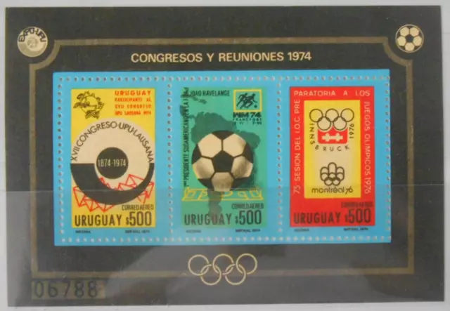 Uruguay 1974, Block, Mi. Bl.21, Fußball, UPU, Olympiade, Luftpost, ** postfrisch