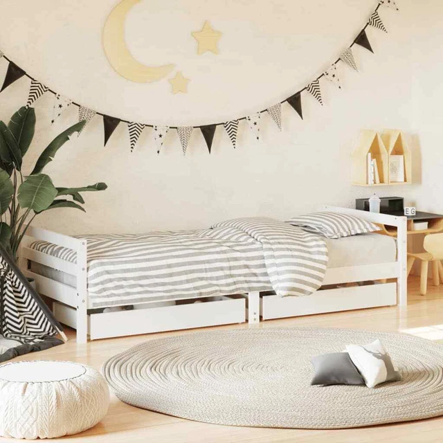 Giroletto Bambini con Cassetti Bianco 80x200cm Massello di Pino vidaXL
