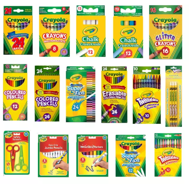 Crayola Markers Crayons Pencils Chalk Twistables Supertips DryErase Pip Sqeaks