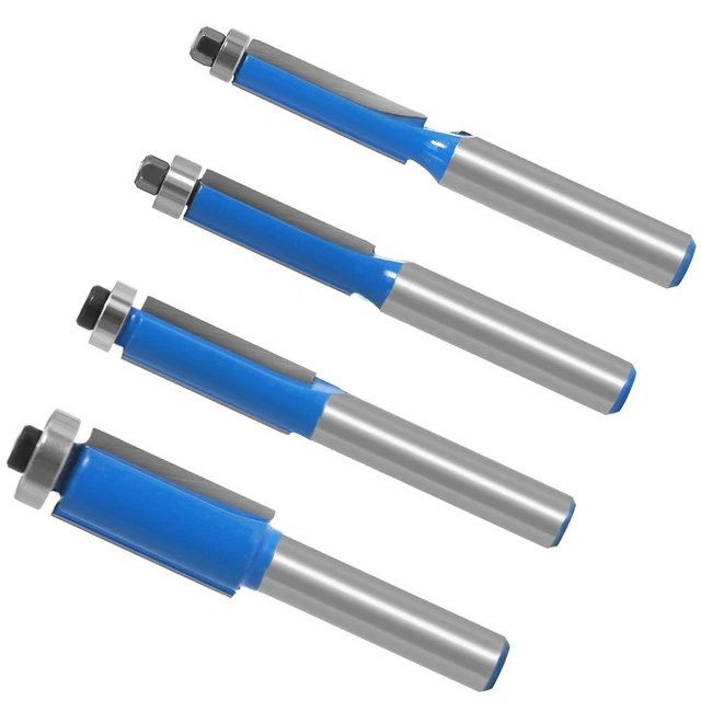 Broca enrutadora de borde de doble filo vástago de 8 mm con cojinete para patrón de plantilla de madera