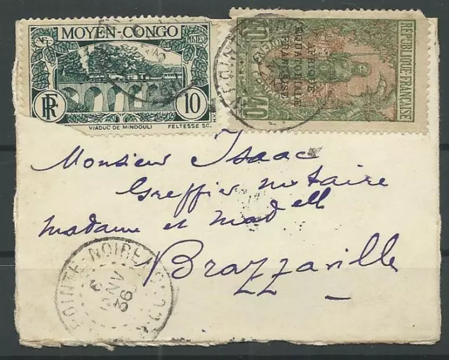 Gabun Brief von POINTE-NOIR MOYEN-CONGO nach Brazzaville, 1936 #1065474