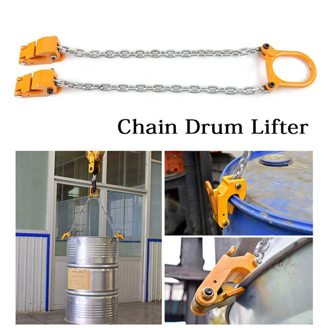 CHAIN DRUM LIFTER Vertical Drum Lifter Hoist Barrel Lifting Clamp 1 Ton