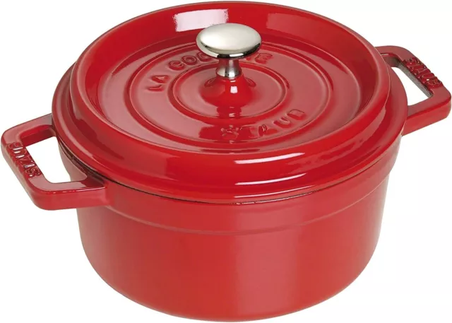 STAUB Steb ""Pico Cocot Cereza Redonda 20cm"" olla esmalte de fundición a dos manos