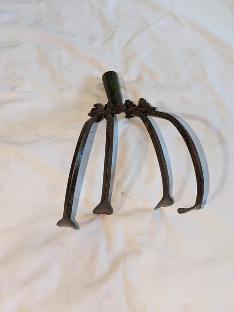 Old Stem Style Rake Handle ANTIQUE VINTAGE 4 Tine GARDEN CULTIVATOR Rake CLAW Tool HEAD for Long ...
