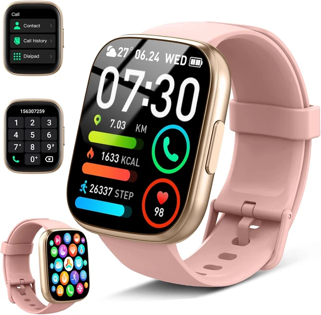 PAKRYS Smartwatch Donna Con Diamanti - 1.2" AMOLED, Chiamate Bluetooth, 100+ Sport, Cardiofrequenzimetro, Sonno, IP68 (Oro Rosa)