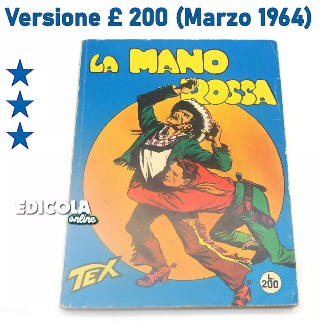 Fumetto Tex Willer Tre Stelle numero n.1 LA MANO ROSSA Originale £ 200 Lire 1964