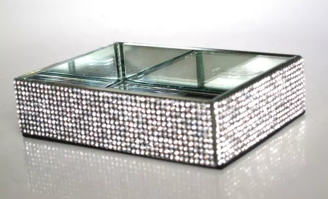 5pc BELLA LUX Rhinestone Mirror Crystal Iridescent Soap Jar Can Bath Set  Luxury