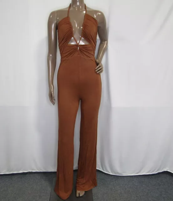 House Of Harlow 1960 Womens Jumpsuit Brown Size S Lorenza Cross Strap Open Back