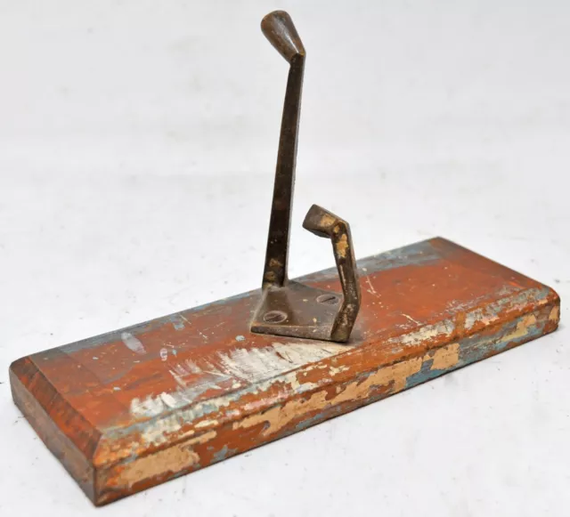 Antique Wooden Brass Hook Hanger Hardware Original Old Hand Crafted