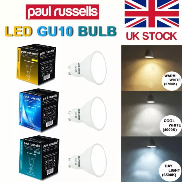 3 10 20er-Pack 3W 4W 5W LED GU10 Spot warm Tag kühl weiß Glühbirnen UK Verkäufer