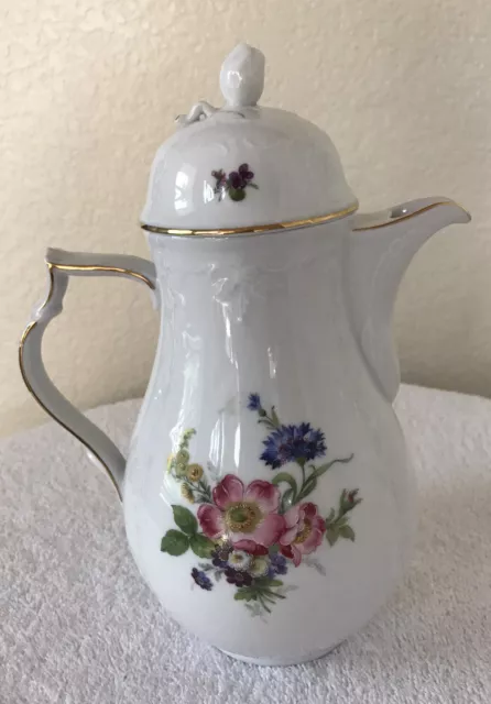 Kaiser West Germany Porcelain Floral Elegant Gold Trim Coffee Pot