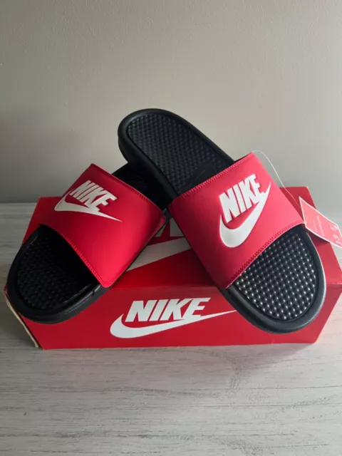 Nike Sandals Mens 13 Benassi JDI Open Toe Summer Slide Flats Comfort Red Slip On