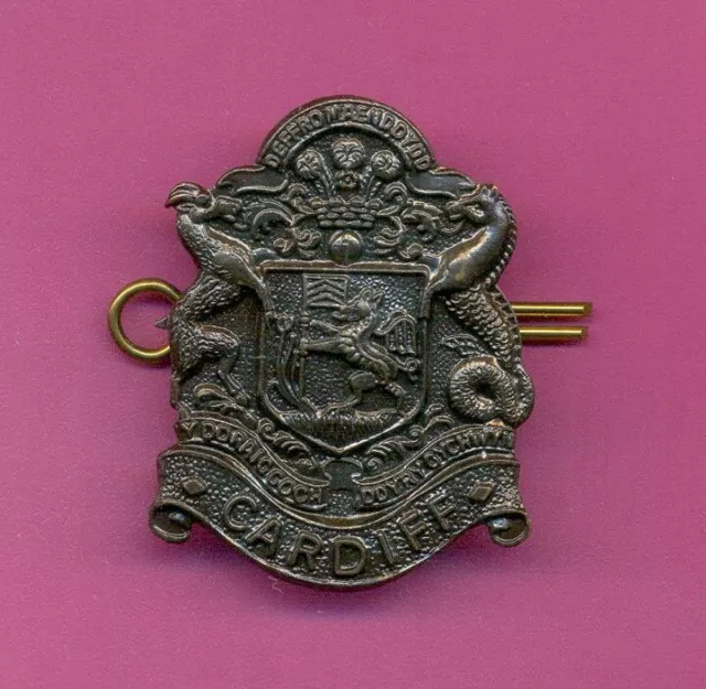 16th BATTALION WELSH REGIMENT.CARDIFF PALS.COATED METAL ARMY CAP BADGE