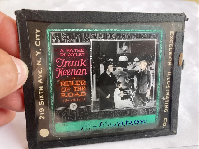 ADVERTISING MOVIE THEATER MAGIC LANTERN GLASS SLIDE Ruler Of The Road F Keenan