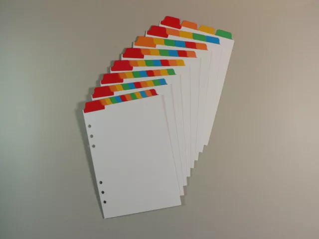 Filofax A5 White Board Dividers with Multicoloured Top Positioned Mylar Tabs