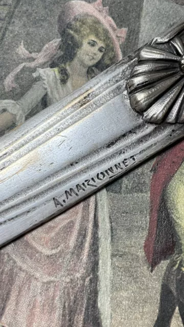 Coupe-papier ART NOUVEAU métal argenté à motif floral signé Albert MARIONNET 2