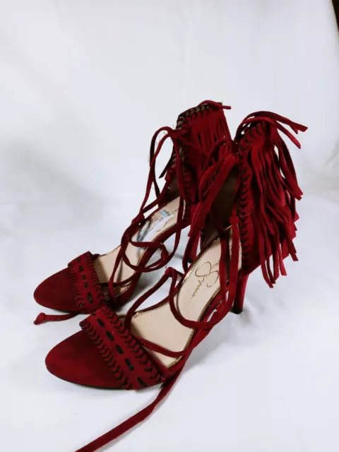 Jessica Simpson Mareya Fringe Heels Dress Sandals Women’s Size 6M Red (019)