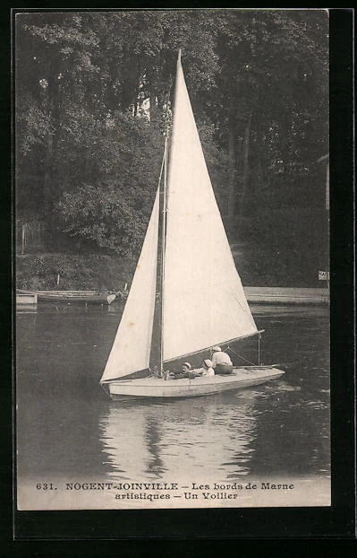 CPA Nogent-Joinville, Les bords de Marne, un voilier
