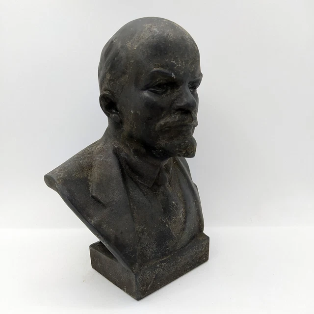 LENIN STATUE ORIGINAL USSR Russian BIG FIGURINE BUST Metal Sculpture ...