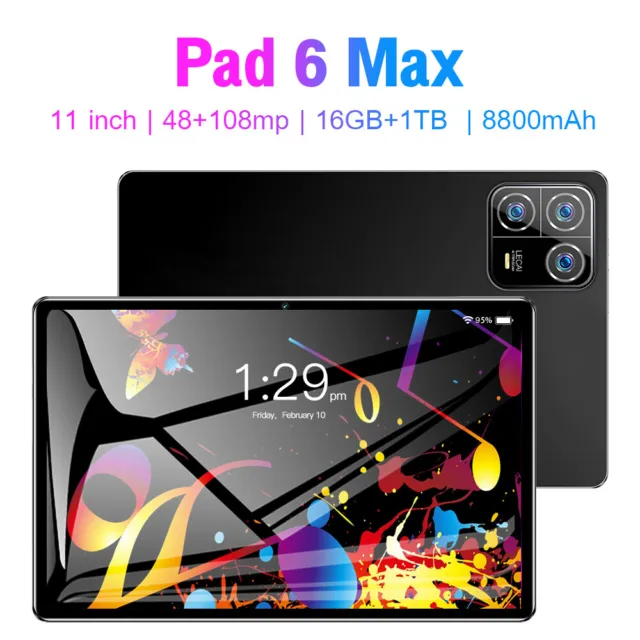 Pad 6 Max Tablet 11" Android 13 WiFi Tablet 16GB+1TB Bluetooth 8800mAh OTG 5G 4G