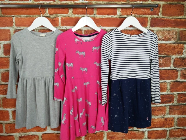 Pacchetto Abiti In Jersey A Maniche Lunghe Ragazze Età 5-6 Anni Joules Bluezoo H&M 116 Cm