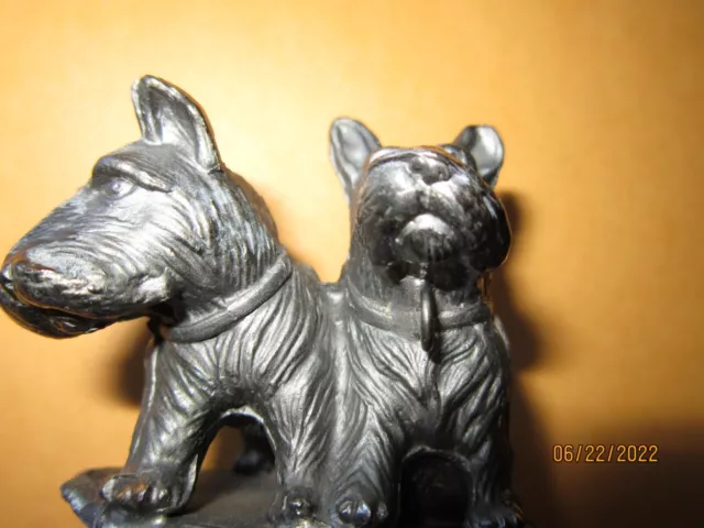 Cast iron or pewter Scotty Dog Pair JAPAN Vintage miniature mini figurine 2"