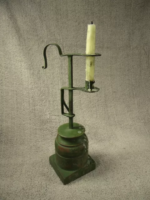 Antique 12.5" Wrought Iron Adjustable Trammel Candle Holder