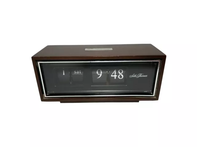 Vintage Seth Thomas Speed Read Day-Date Flip Clock Model 821, Mid Century Modern