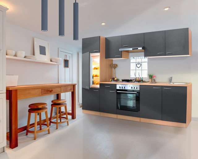 Cucina attrezzata cucinino Faggio Grigio Gerda 270 CM respekta