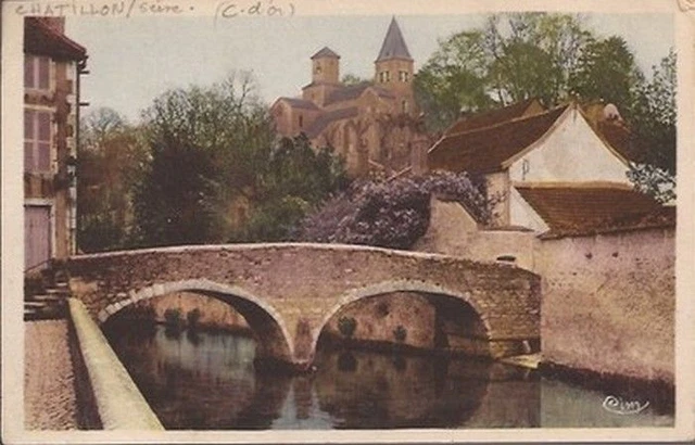 Cpa 21 Chatillon Sur Seine.cours De La Seine Et L'eglise St Vorles.. 1939.Tbe*
