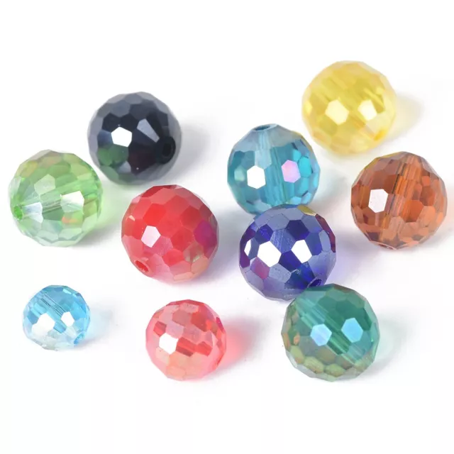 AB Plated Round Disco Ball 6mm 8mm 10mm 12mm 96 Facets Crystal Glass Loose Beads