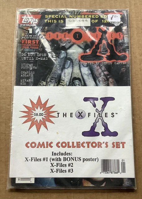 X-FILES COMIC COLLECTOR’S SET (1995) Topps; Issues #1, 2 & 3; Sealed & Numbered