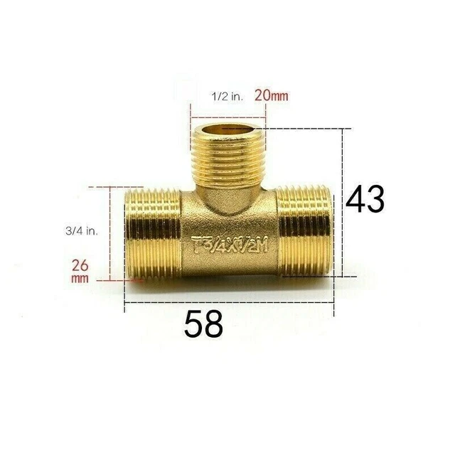 Laiton Bsp Réducteur Pièce T Adaptateur 3 Voie Mâle Femme Fils Raccord de Tuyau