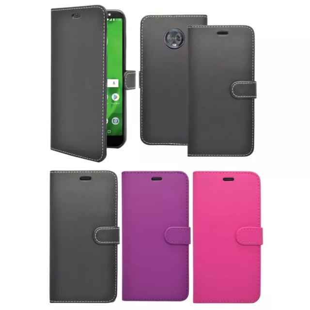 Pour Motorola G6 Étui Cuir PU Clapet Portefeuille Pied Carte Pochette Téléphone