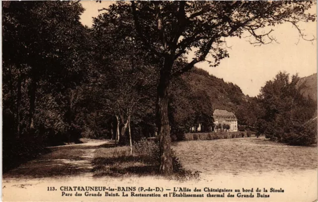 CPA AK CHATEAUNEUF-les-BAINS Allée dée Chataigners at the edge of SIOULE (407428)