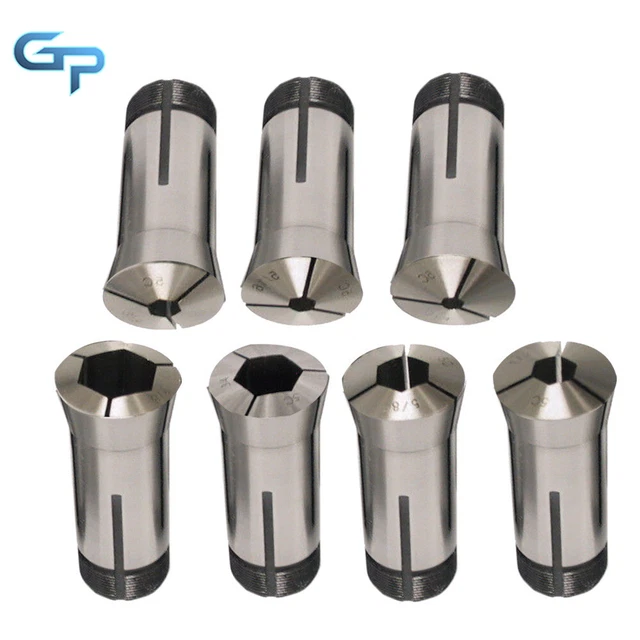 New 7PC 5C Hex. Collet Set 1/4", 5/16", 3/8", 1/2", 5/8", 3/4", 7/8" 0.0006TIR