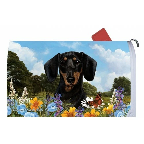 Magnetic Mailbox Wrap (Summer) - Black and Tan Dachshund 56008