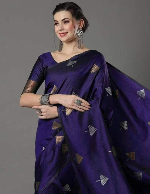 Indiano Pakistano Sari Camicetta per Donna Kanjivaram Pura Seta, Arte Seta