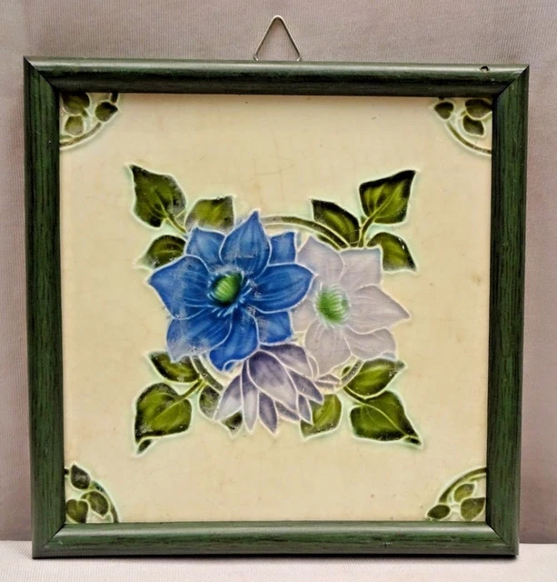Tile Majolica Japan Vintage Art Nouveau Architecture Geometric Design Old #410*