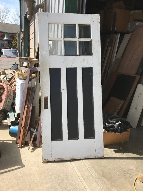 N532 Antique Oak Beveled Glass Entrance Store 35 5/8 By 84Painted