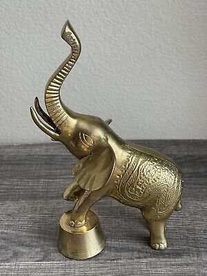 Vintage Brass Circus Elephant Standing On a Drum Stamped Body