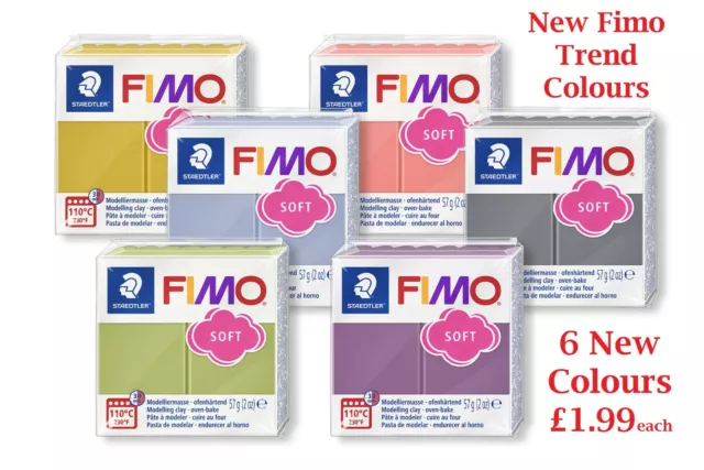 57g Block Of FIMO Soft Trend Polymer Clay Modelling Jewellery Craft Art Tumdee