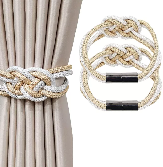Beautiful Weave Rope Knot Curtain Holdbacks Tiebacks Beige and White pack of 1