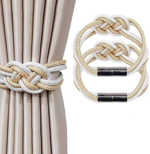 Beautiful Weave Rope Knot Curtain Holdbacks Tiebacks Beige and White pack of 1
